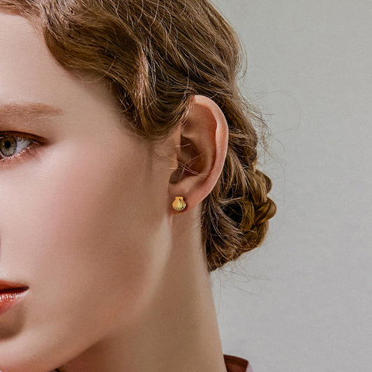 Gold Shell Stud Earrings