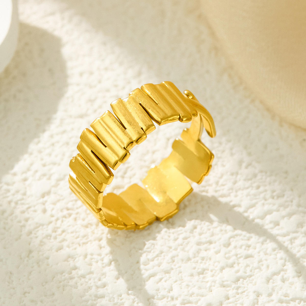 Chunky Textured Gold Open Ring