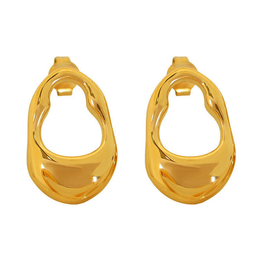 Gold Abstract Drop Stud Earrings