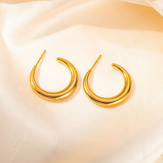 Bold Crescent Hoop Earrings – Anti-Tarnish - BlingVows - Best Imitation & Anti Tarnish Jewelry Wholesaler