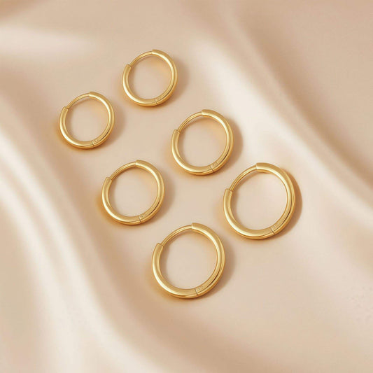 Classic Golden Hoop Set β Anti-Tarnish Stainless Steel (Set of 3 Pairs)