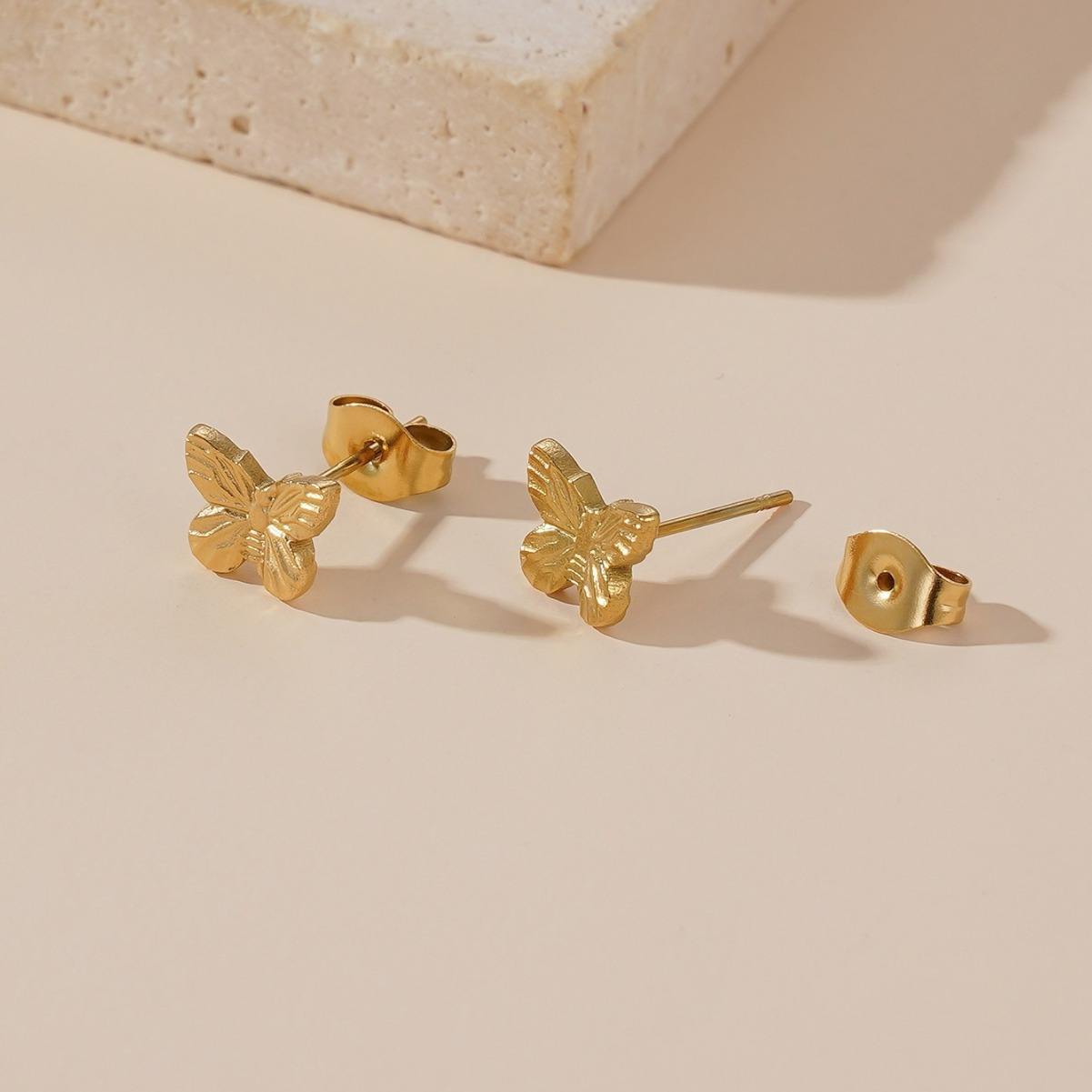 Minimal Butterfly Gold Stud Earrings