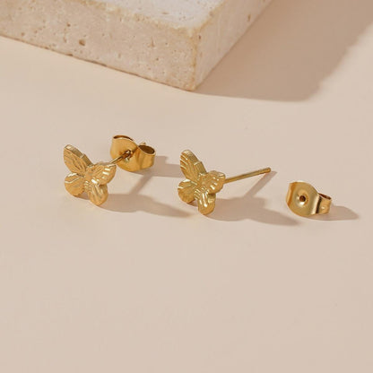 Minimal Butterfly Gold Stud Earrings
