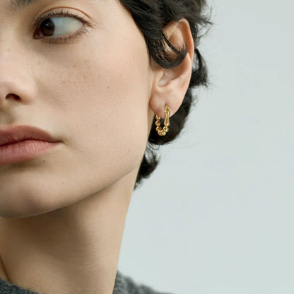 Gold Beaded Hoop Earrings