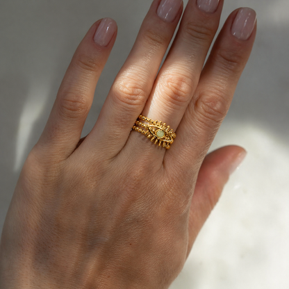 Evil Eye Multi-Layer Gold Beaded Ring