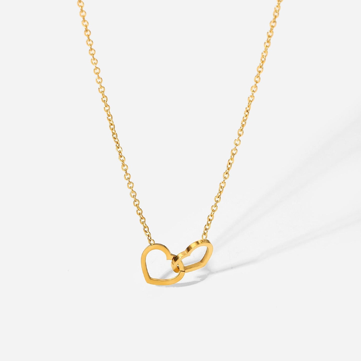 Double Heart Link Chain Necklace