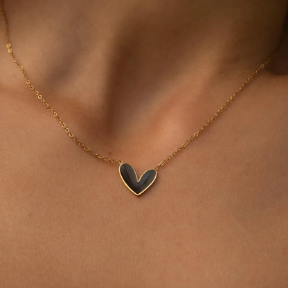 Black Heart Gold Pendant Necklace
