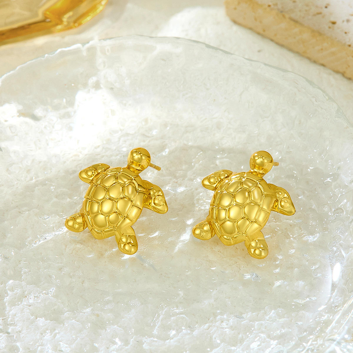Gold Turtle Stud Earrings