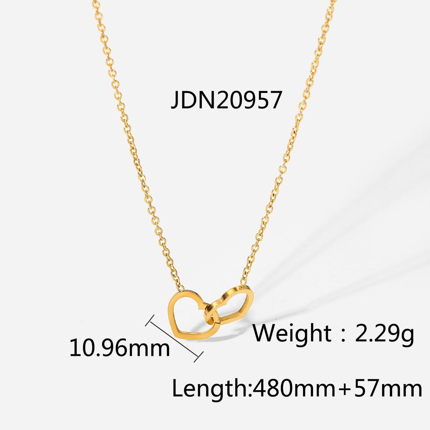 Double Heart Link Chain Necklace