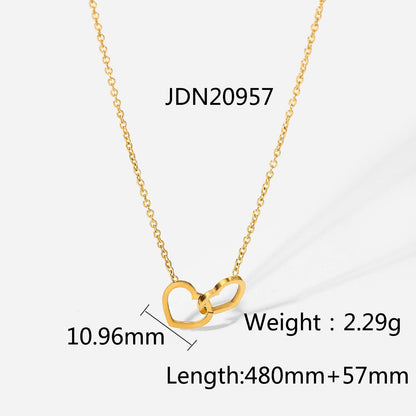Double Heart Link Chain Necklace