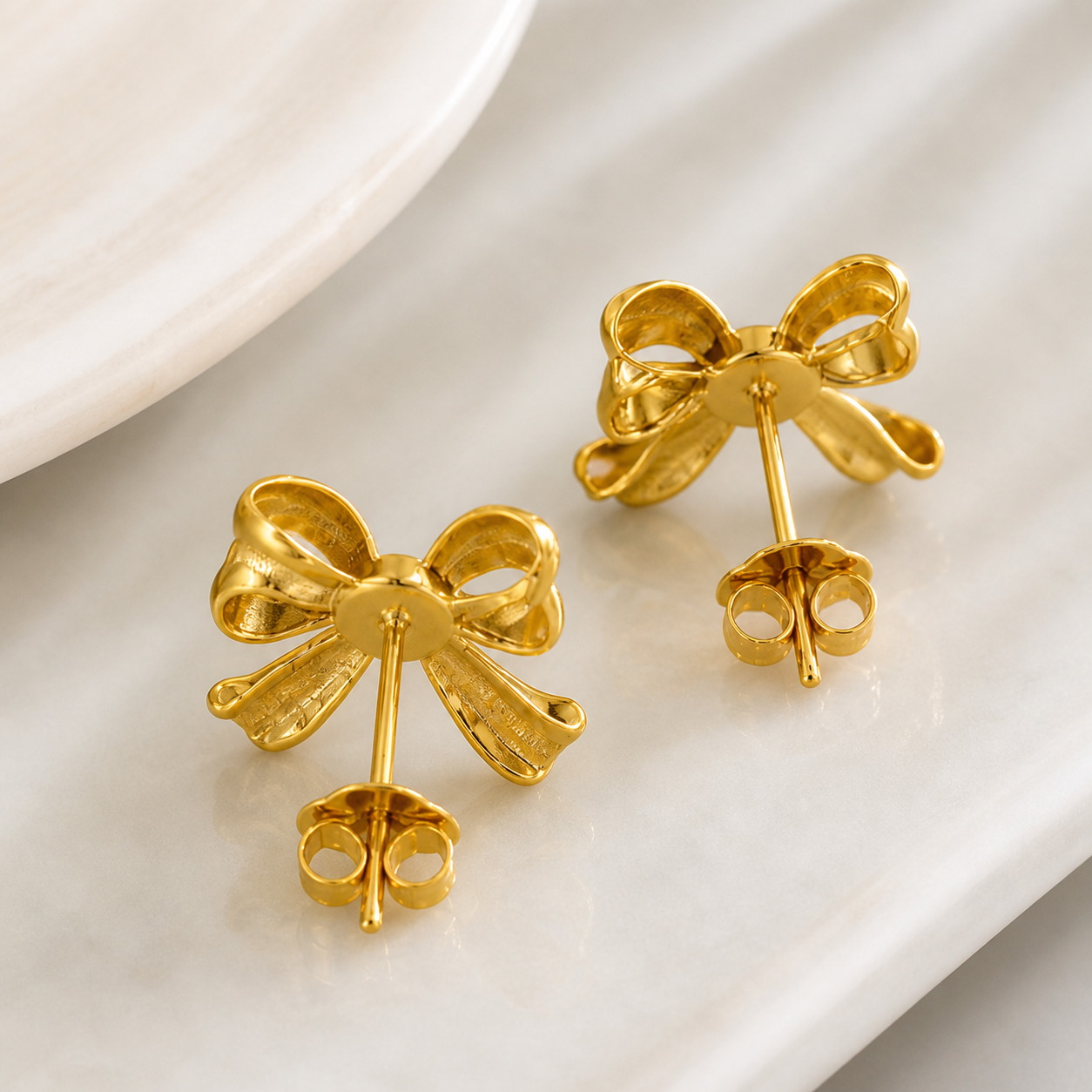 Gold Bow Knot Stud Earrings