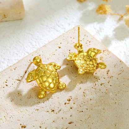 Gold Turtle Stud Earrings