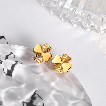 Gold Clover Stud Earrings