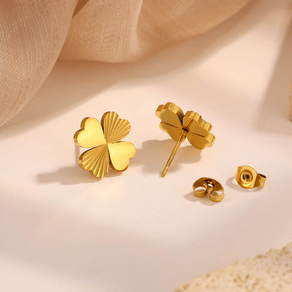 Gold Clover Stud Earrings