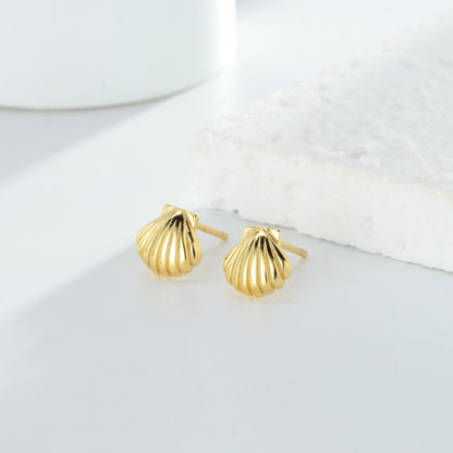 Gold Shell Stud Earrings