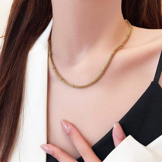 Textured Gold Mesh Chain Necklace