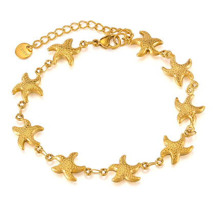 Gold Starfish Charm Chain Bracelet