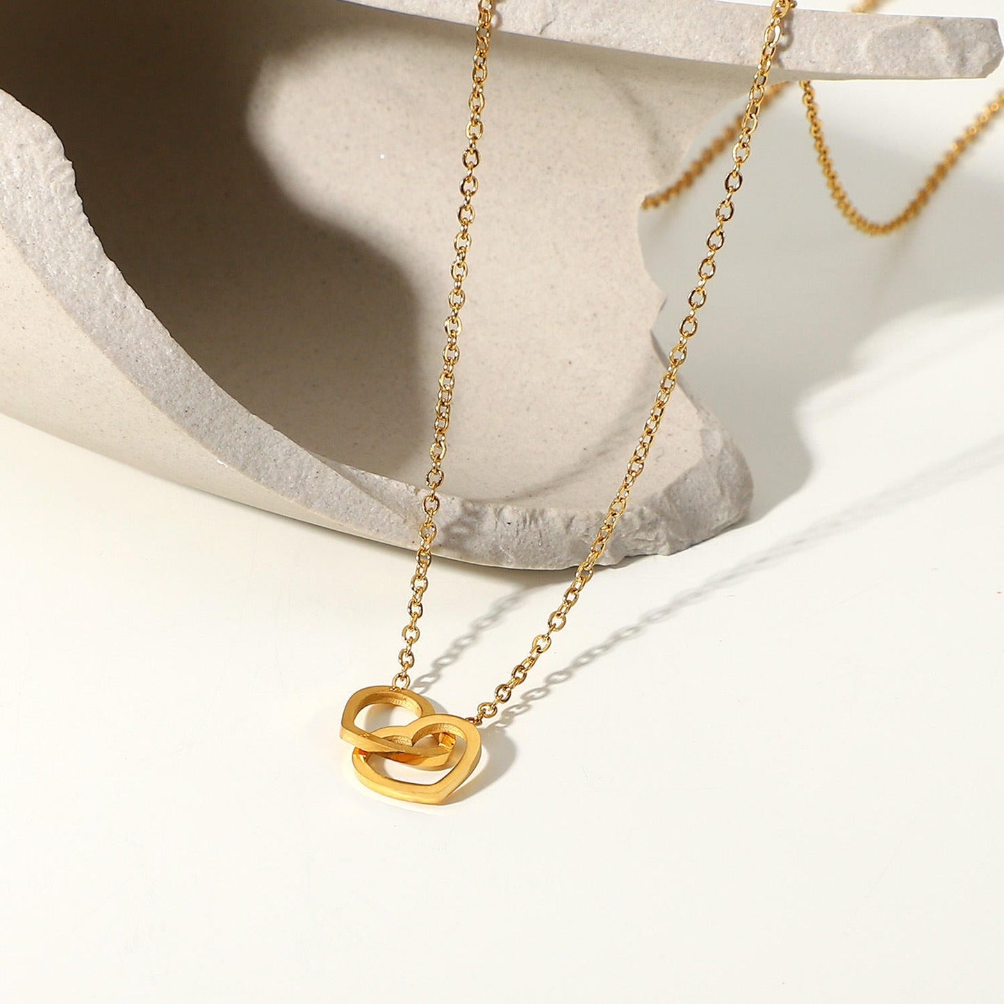 Double Heart Link Chain Necklace