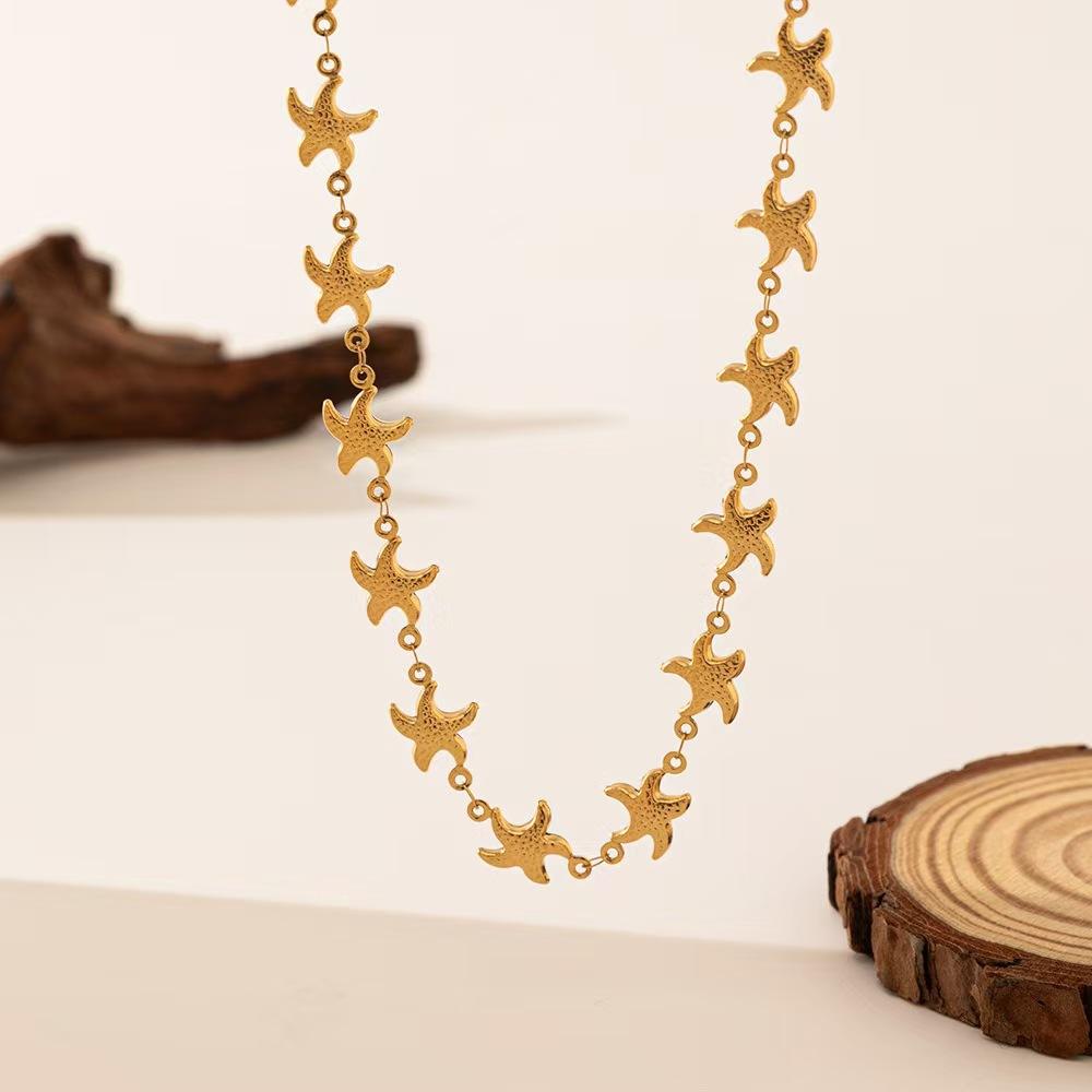 Gold Starfish Charm Chain Bracelet
