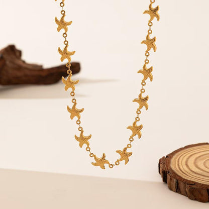 Gold Starfish Charm Chain Bracelet