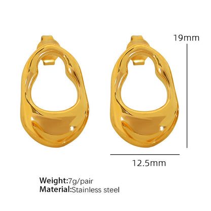Gold Abstract Drop Stud Earrings