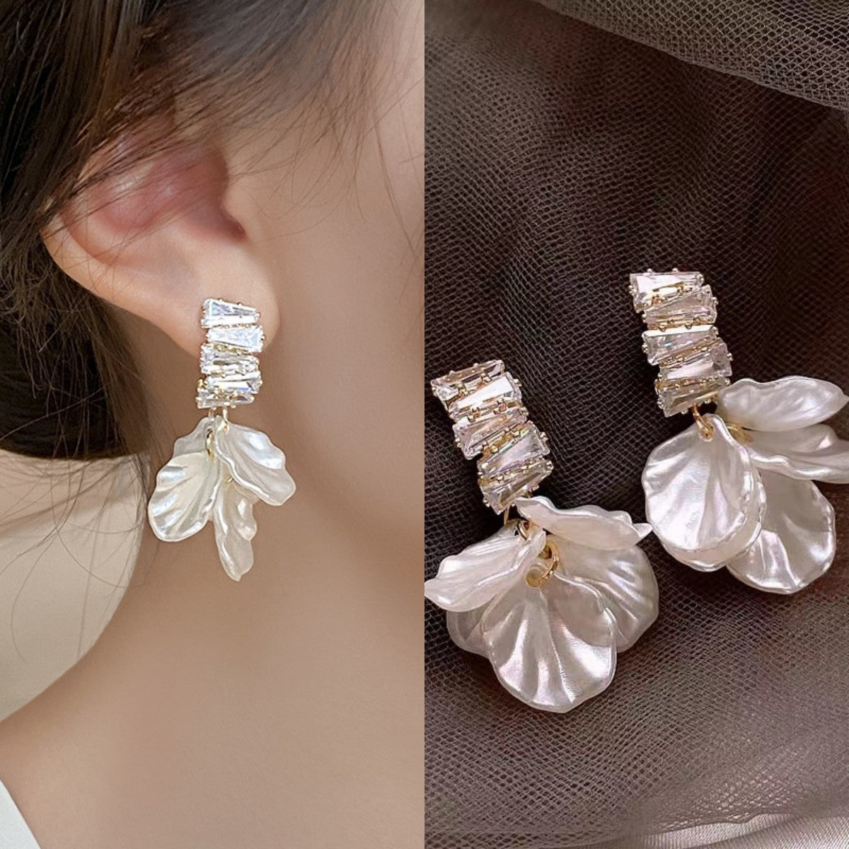 Crystal Bloom Petal Drop Earrings - BlingVows - Best Imitation & Anti Tarnish Jewelry Wholesaler