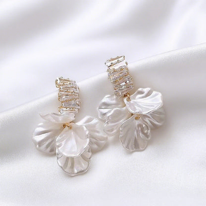 Crystal Bloom Petal Drop Earrings - BlingVows - Best Imitation & Anti Tarnish Jewelry Wholesaler