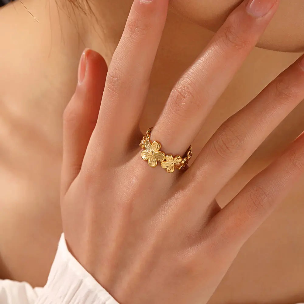 Flower Adjustable Opening Rings - BlingVows - Best Imitation & Anti Tarnish Jewelry Wholesaler