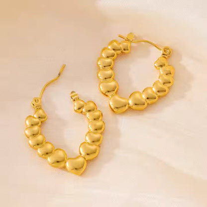 Golden Heart Charm Hoop Earrings - BlingVows - Best Imitation & Anti Tarnish Jewelry Wholesaler