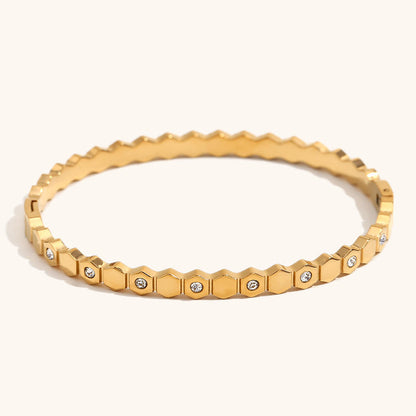 Hexa Shine Anti-Tarnish Bangle Bracelet - BlingVows - Best Imitation & Anti Tarnish Jewelry Wholesaler