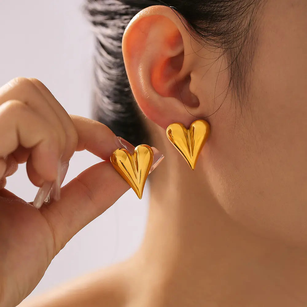 Puffy Heart Statement Stud Earrings