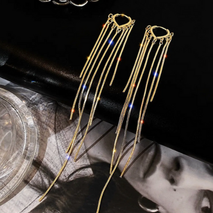 Multi Layer Love Heart Long Link Chain Earrings - BlingVows - Best Imitation & Anti Tarnish Jewelry Wholesaler