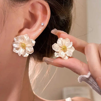 Sweet Camellia Stud Earrings - BlingVows - Best Imitation & Anti Tarnish Jewelry Wholesaler