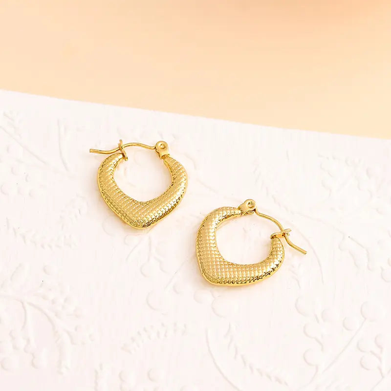 Textured Classic Anti-Tarnish Hoop Earrings - BlingVows - Best Imitation & Anti Tarnish Jewelry Wholesaler