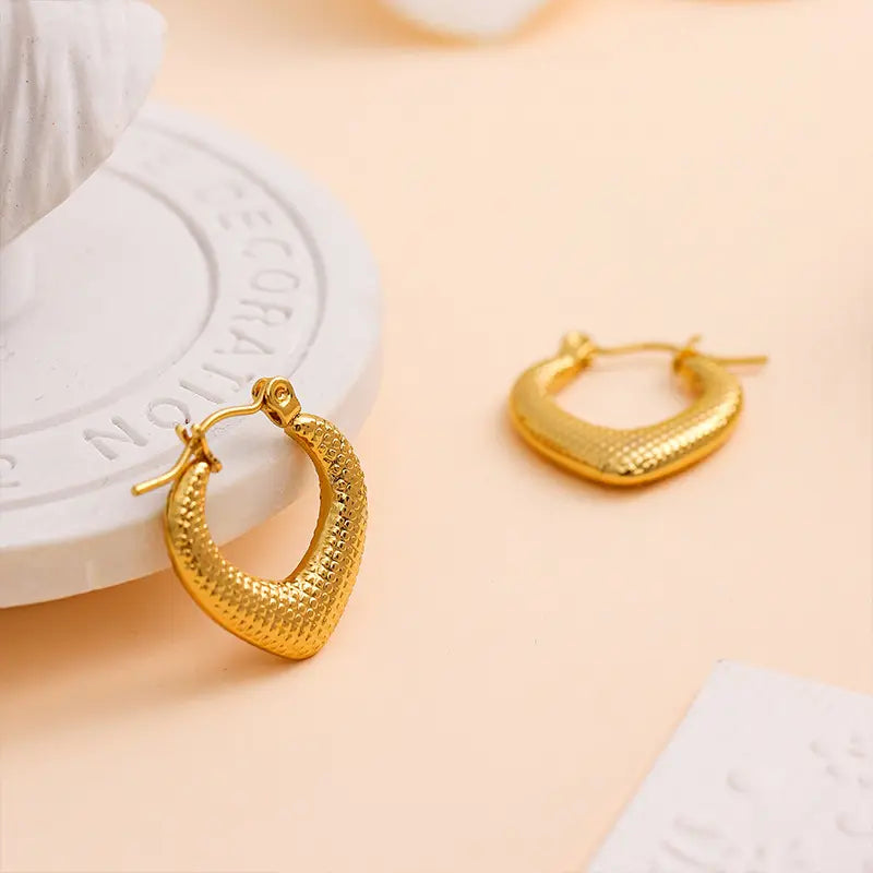 Textured Classic Anti-Tarnish Hoop Earrings - BlingVows - Best Imitation & Anti Tarnish Jewelry Wholesaler
