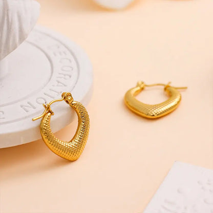 Textured Classic Anti-Tarnish Hoop Earrings - BlingVows - Best Imitation & Anti Tarnish Jewelry Wholesaler
