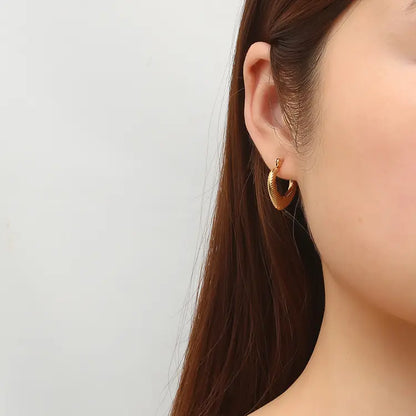 Textured Classic Anti-Tarnish Hoop Earrings - BlingVows - Best Imitation & Anti Tarnish Jewelry Wholesaler
